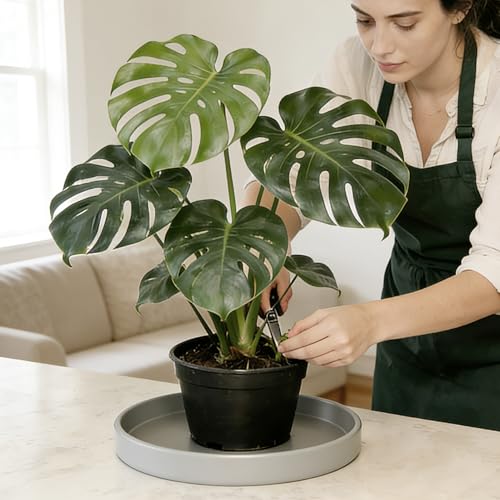 1 Pack 10 inch Plant Saucer Drip Tray, Heavy Sturdy Plastic Planter Flower Pot Drainage Tray Plate Saucers for Indoor Outdoor Garden, Plant Water Drip Trays for pots Base (10", Gray) - color: Gray, size: 10" - 1Pcs