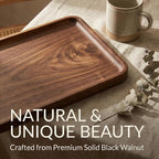 Solid Walnut Small Serving Tray - 11.81" x 7.8" x 0.79" One Piece Walnut Tray 1/4‘’ deep for Coffee Table, Breakfast,Bathroom Vanity, Perfume Display,Home Decor, Natural Finish, No Glue Joints