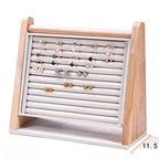 DYNWAVE Wooden Rings Display Stand Tray, 10 Slots Flannel Large Capacity Vertical Storage Holder for Earrings Rings Show Retail Selling, Beige