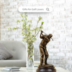 12.6'' Golf Man Bronze Statue, Classical Golfer Bronze Figurine Sculpture Ornament with Marble Base Modern Art Crafts for Home Office Decor Gift - size: 12.6" Man