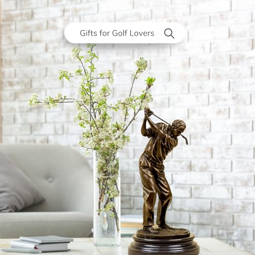 12.6'' Golf Man Bronze Statue, Classical Golfer Bronze Figurine Sculpture Ornament with Marble Base Modern Art Crafts for Home Office Decor Gift - size: 12.6" Man