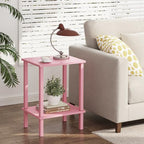 TUTOTAK End Table, Side Table, Nightstand, 2-Tier Storage Shelf, Sofa Side Table for Small Space, Living Room, Bed Room Pink TB01BP034 - color: Pink