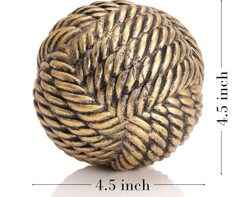 Vintage Knot Ball for Coffee Table Decor, Vintage Accent Boho Knot for Neutral Home Decoration, 4.5 inch Resin Knot Ball Modern Minimalism Statement Decoration