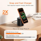 2026 Foldable 3 in 1 Wireless Charging Station,for Apple Magsafe Charger Stand,Fast Magnetic Wireless Charger Station for iPhone 1716 15 14 13 12 Series,Airpods Pro,Apple Watch Ultra Series（Black）
