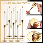 Inbagi 24 Sets Gold Candlestick Holders Bulk for Taper Candles Metal Tall Pillar Candle Stands for Table Centerpiece Wedding Christmas Home Party Decor, Fit 0.79 in Thick Candle