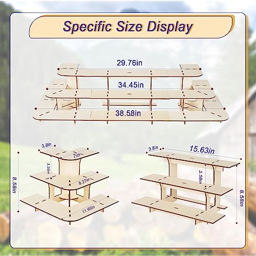 Flenpptly Retail Display Shelves Display Stand Retail Table Wooden 3 Tiers Display Rack Portable Shelf Rack for Retail Counter Top Craft Shows Farmers Market Tradeshows (2 Corner+1 Straight)