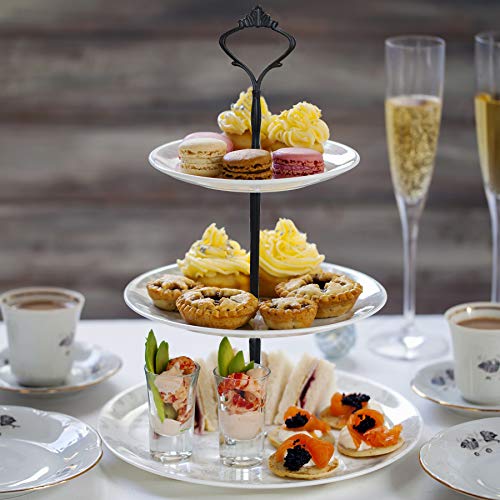 3 Tier Cake Stand Fitttings Kits Fruit Cake Plate Handle Fitting Cupcake Hardware Rod Stand Holder Black Crown 5 Sets（Plate not Included） - color: Black