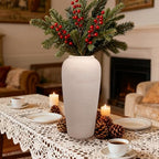 Tall Ceramic Vase 12 Inch Neutral Textured Vase,Cream Ceramic Vase for Home Decor,Farmhouse Tall Ceramic Flower Vase for Dining Table,Living Room,Kitchen,Bedroom,Entryway - size: 12 Inch