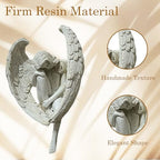 Elegant Angel Resin Sculpture - Hand-Carved Guardian Angel Statue - Kneeling Angel Figurine for Home & Garden Decoration - Emotional & Inspirational Ornament for Tabletop or Staircase Display