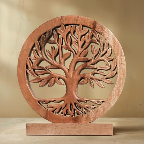 Decozen Wood Tree of Life Sculpture, Gift for Mom Home Decor, Living Room, Boho, Coffee Table, Centerpiece Table Decor, Mantle, Bathroom Shelf, Farmhouse, Christmas Decorations, Mothers day Gifts - color: Cloverly - Medium