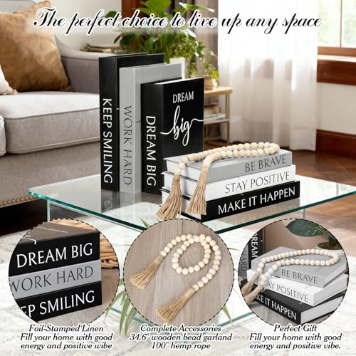 Menkxi 6 Aesthetic Decorative Books Set with Tassel Wood Bead Motivational Table Decor Encouragement Faux Book with Inspirational Design for Home Coffee Table Modern Decoration Photo Storage Box - style: Brave
