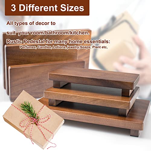 Wood Riser For Display Walnut Wood Pedestal Stand, farmhouse decor Soap Tray, Displays Your Plant Bottles Candles for Your Home Kitchen (Large, 12 x 7.1 x1.57Inch) - size: Large &12*7.1*1.57‘’