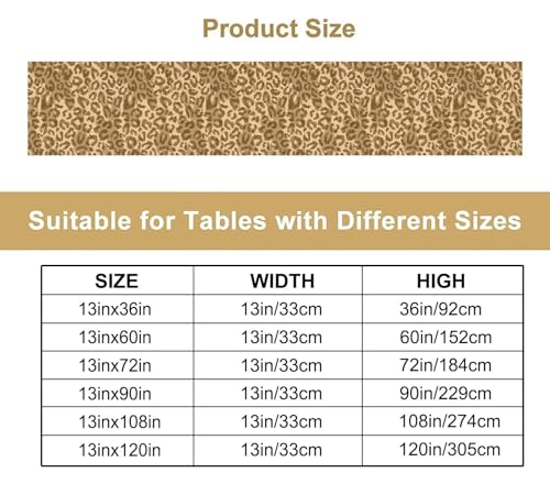 Brown Leopard Print Table Runner Classic Fashion UniqueTablerunner for Kitchen Cafe Dining End Table Sofa Holiday Wedding Home Decor 13x36in - color: Fur-2, size: 13x36in