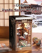 Cutefun DIY Book Nook Kit Kyoto Snow Whisper – Japanese Snow Scene 3D Wooden Puzzle Miniature Dollhouse Kit with LED Light, Bookshelf Insert Decor, Creative Gift for Adults, Teens & Book Lovers - style: Kyoto Snow Whisper
