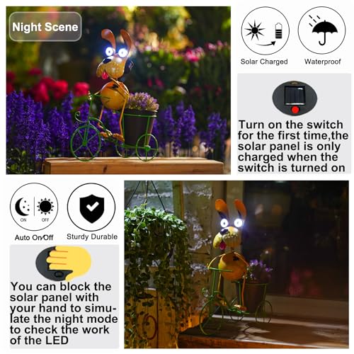 Dog Solar Lights Outdoor Cycling Plant Stand,Yard Art Metal Dog Statues,Outdoor Funny Statue for Garden Decor Yard Lawn Ornaments - style: Bike Dog