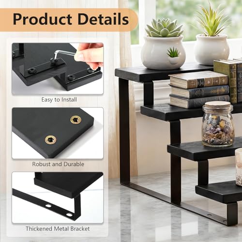 Thyle 4 Pack 13.8" Wood Tiered Display Stand 4 Tier Wooden Cupcake Display Riser Wedding Cupcake Shelf Cologne Stand for Men Vendor Booth Organizer Shelf for Wedding Bridal Shower Graduation Party