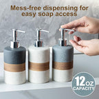 Ceramic Dish Soap Dispensers Set(2 Pack), Hand, Dish, Shower Soap Dispenser for Kitchen Sink & Bathroom, Includes Stainless Steel Pump, Silicone Funnel & Diatomaceous Holder, Black - color: Black and White, size: 2xSoap Dispenser Set with Tray
