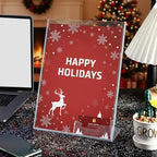Vicenpal Acrylic Flyer Stand Sign Holder with Business Card Holder 8.5 x 11 Clear Brochure Display Stand with Business Card Pocket for Magazine Pamphlet Booklets Menu Desktop(2 Pcs)