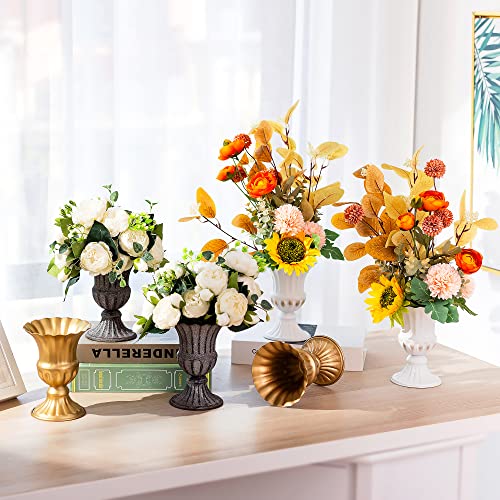 Sziqiqi Metal Flower Arrangements Pot for Wedding Table Centerpiece - Gold Planter Vase Pot for Artificial Real Flower Small Trumpet Plant Urn 6.3in - color: Gold, size: 6.3in-10pcs
