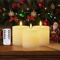 Homemory White Flameless Candles Battery Operated with Remote Timer, 3x3 Real Wax LED Pillar Candle for Home Fireplace Bedroom Living Room Party, Set of 3 - color: D3"xH3"3"3"-White