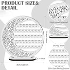 Kathfly Large Boho Moon Wooden Earring Display Organizer Stand Gift 10 Inch Floral Goth Earrings Stud Jewelry Holder Dangle Hanging Holder Gift for Women(White) - color: White