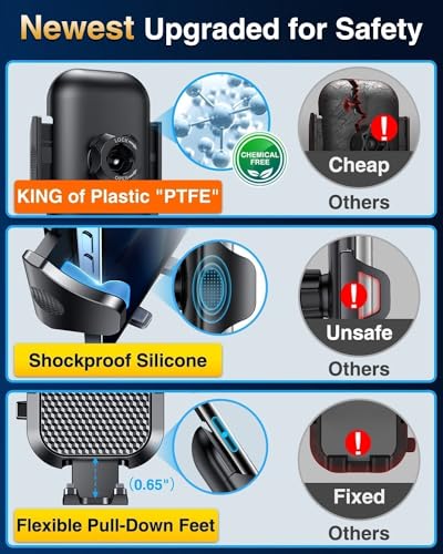 VANMASS Car Phone Holder [Upgraded Strongest Suction & Clip] Cell Phone Mount for Dashboard Windshield Vent Wall,Truck Cradle Stand for iPhone 17 Pro Max 16 15 14 13 12 11 SE Samsung S26 Android,Black - color: Black
