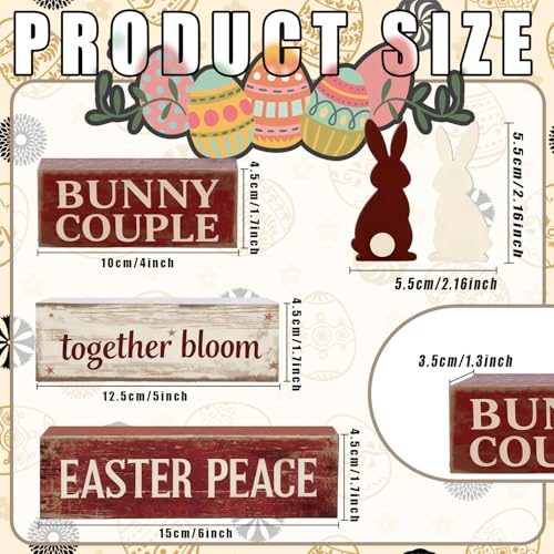 Easter Decorations - Easter Bunny Couple Tiered Tray Decor - Wooden Bunny Tabletop Sign - Rustic Farmhouse Spring Home Decor Indoor for Tiered Tray Shelf Mantel Entryway Coffee Table - Spring Home Decor for Living Room, Kitchen Counter - style: Bunny