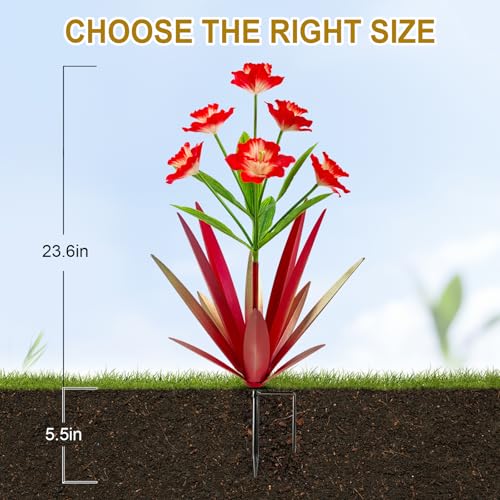 Homight Metal Agave Plant Outdoor Decoration Outdoor Garden Decoration Daffodils Flowers Mexican Yard Art Daffodils Flowers Decorative Garden Gift (3 Big red Daffodil) - color: 3 Big Red Daffodil