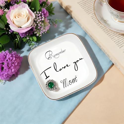 Gifts for Mom, Mother's Day Birthday Gifts for Mom from Daughter,Ring Dish Jewelry Tray Gifts -Remember I Love You Mom Jewelry Dish Ring Trinket Tray - style: Remember I Love You Mom
