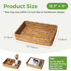Wicker Storage Tray, Rattan Basket Rectangular for Bathroom Living Room, Decorative Serving Woven Trays Wicker Baskets for Organizing Home Decor L(15.7" × 11") - style: L (15.7" × 11")
