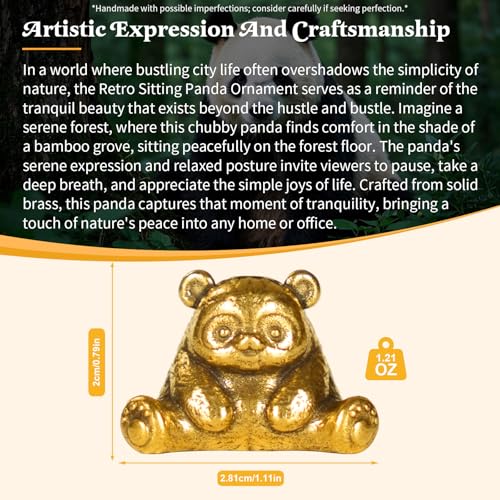 Retro Handcrafted Sitting Panda Ornament - 100% Solid Brass Decor Adorable Chubby Panda Sculpture in Resting Pose Vintage Style Collectible Art Piece Unique Gift for Panda Lovers & Nature Enthusiasts - style: Panda