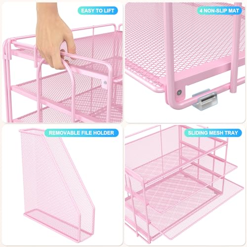 gianotter 4-Tier Paper Organizer With Magazine Holder, Desk Organizers and Accessories, Desk Accessories & Workspace Organizers, File Organizer for Office Supplies Storag (Pink, 4-Tier) - color: Pink, size: 4-Tier