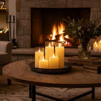 Homemory Ivory White Flickering Flameless Candles, Battery Operated Acrylic LED Pillar Candles with Remote Control and Timer, Set of 5 - color: Ivory