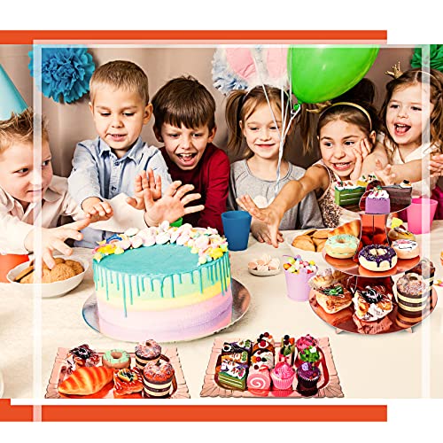 Zopeal 7 Pcs Dessert Table Display Set 3-Tier Cupcake Stand 1-Tier Cup Cake Display Tower Platters and Serving Trays Cardboard Cake Cookie Holders for Wedding Birthday Party Baby Shower(Rose Gold) - color: Rose Gold
