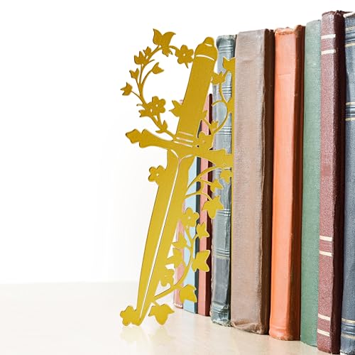 Dagger Bookshelf Decor – Fantasy Decor for Bookshelf and Desk, Ideal for Men's Desk Accessories, Gifts for Books Lovers-Gold - color: Gold