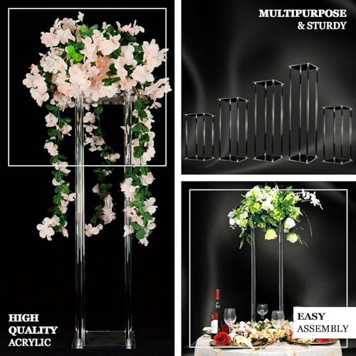 Efavormart 48" Clear Acrylic Flower Stand, Decorative Transparent Vase Table Centerpiece for Weddings, Tall Modern Floral Display Riser for Luxury Events and Venue Decoration - color: Clear, size: Clear48''