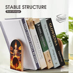 Sturdy Rock Drum Fire Flame Skull Skeleton Bookend Supports for Desktop, Book Ends Easy to Install, Book Stoppers for Heavy Duty Files, Magazines - color: Picture(454)