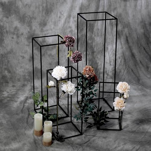 Efavormart Set of 4 - Matte Black Wedding Flower Stand - Metal Vase Column Stand - Geometric Centerpiece Vase - 16", 24", 32", 40" - color: Matte Black, size: 4 Pack 16‘’24‘’32‘’40‘’