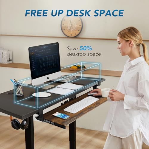 AX WABER Keyboard Tray Under Desk Pull Out with Extra Sturdy C Clamp Mount System, 32.8 (38 inch Including Clamps) x 12 Inch Slide-Out Platform Computer Drawer for Typing Vintage AX01WG202 - color: Vintage, size: 38"x 12”Keyboard Tray
