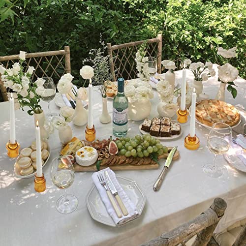 Vixdonos Taper Glass Candlestick Holders Tealight Candle Holders for Table Centerpieces, Wedding Decor and Dinner Party (3 Pcs, Amber) - color: Amber, size: 3 Pcs