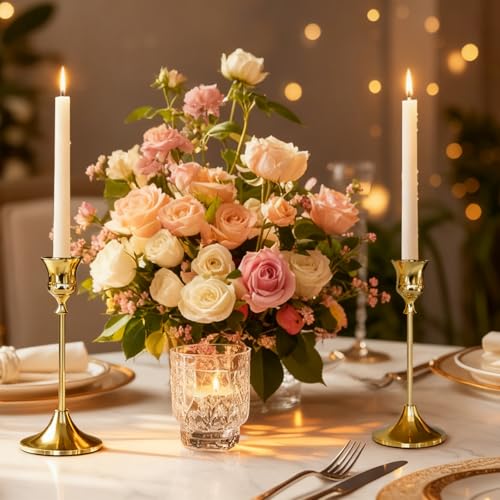 Candlestick Holders Gold, 9 Packs Taper Candle Holder for Candlesticks, Candle Sticks Holder Decor for Home Decor - color: Titanium Gold