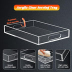 Clear Acrylic Tray with Raised Edges, Multi-Purpose Organizer Tray for Vanity, Bathroom, Kitchen, Countertop, Dresser & Desktop, Waterproof & Scratch-Resistant - size: 11.2" x 7.9" x 1.7"