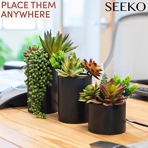 Fake Succulents Plants Artificial in Premium Ceramic Pots (3 Pack Assorted) Realistic Faux Succulents for Bathroom, Home & Office Décor - style: 3 Pack Assorted