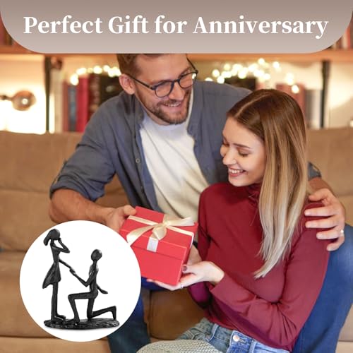 Sziqiqi Anniversary Wedding Gifts for Couple: 6th Anniversary Iron Gift for Her Him Husband Wife - 1 Year Wedding Gifts for Engagement Christmas Valentines Birthday - Couple Sculptures for Home Decor - style: Proposal