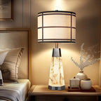 KIVDITZO 27" Alabaster Table Lamps for Living Room, Bedroom Lamps Set of 2 with Night Light, Living Room Lamps with USB A+C Ports, Table Lamp with Linen Shade for Bedside (Bulbs Included) - color: Bronze