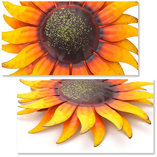 EASICUTI 6 Inch Sunflower Metal Flowers Wall Decor Metal Wall Art Decorations Hanging for Indoor Outdoor Home Bathroom Kitchen Dining Room Bedroom Porch Hallway or Wall Sculptures - color: Yellow Sunflower-E