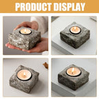 Ceramic Candle Holder Stone Texture Small Indoor Candlestick Holder Table Centerpiece Wedding Decor Minimalist Style for Home