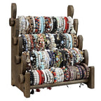 TOPNEW 4 Tier Wooden Bracelet Holder, Scrunchie Bangle Watch Necklace Display Storage Jewelry Holder Stand Display Organizer, Brown - color: 4 Tier Brown