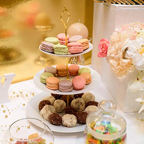 3 Tier Tiered Tray Hardware Kits Fruit Cake Plate Handle Fitting Hardware Rod Dessert Stand Holder Golden Crown 5 Set（Plate not Included） - color: Gold
