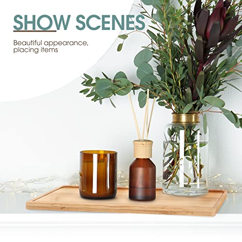Chengu 3 Pcs Bamboo Vanity Trays for Bathroom Small Wooden Serving Tray for Bathroom Counter Food Appetizer Tea Dessert Kitchen Candle Tissue Toilet Tank Home Decor, 11 x 4 Inch(Rectangle Edge Style) - style: Rectangle Edge Style